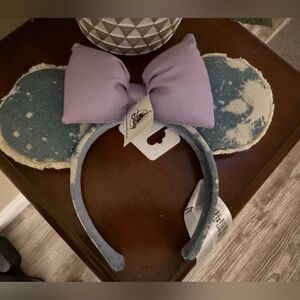 NWT Disney Distressed Denim Ears with Purple Bow